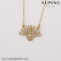 42821 venta al por mayor de joyería de diamantes estadounidenses de moda y elegante collar de joyas de oro pavo real colgante chapado en oro